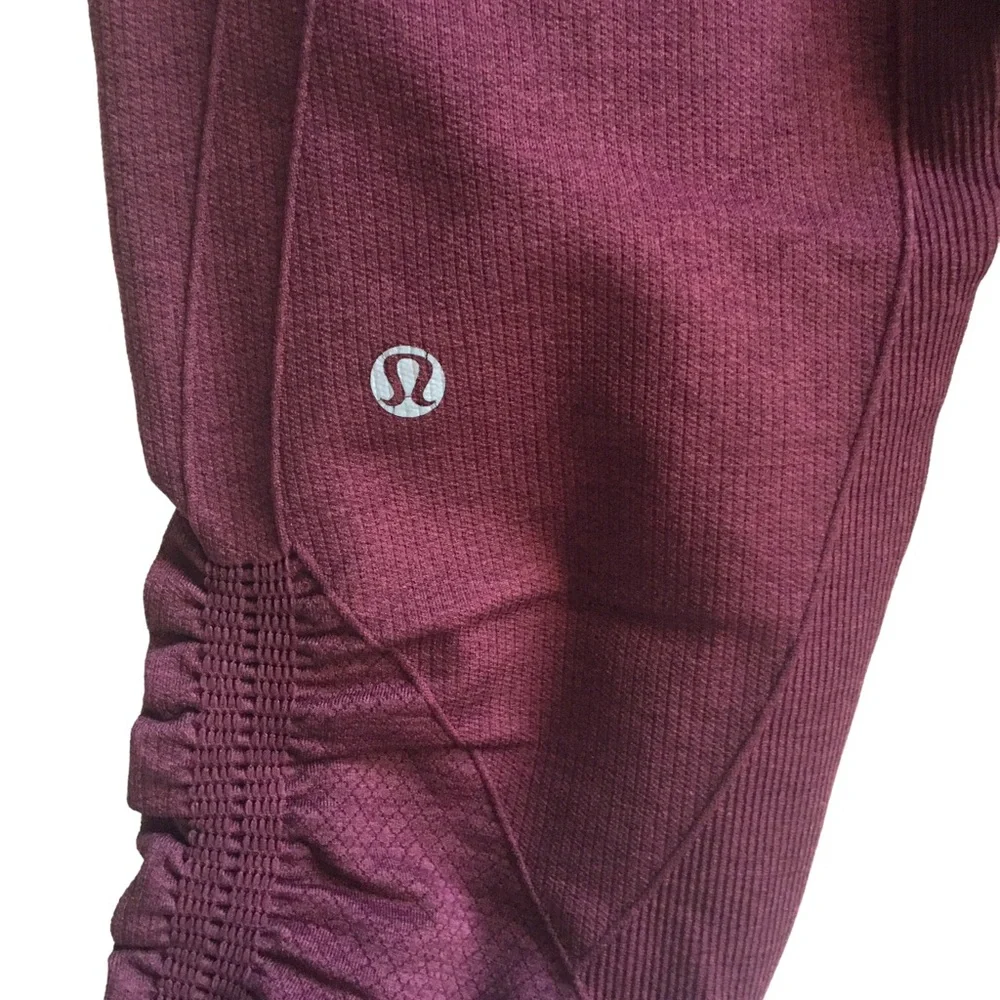 Lululemon The Flow Compression Ruched Crop II Thights Heathered Berry Yum Size 4